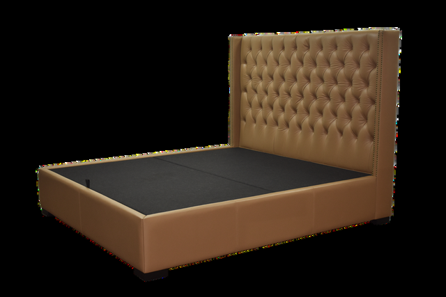 Tan Leather King Bed — custom furniture by Something Bespoke Bangkok, Heritage classic