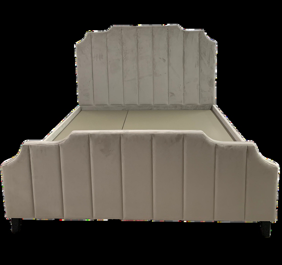 Velvet Channel Headboard Bed — custom furniture by Something Bespoke Bangkok, Art Deco bedroom